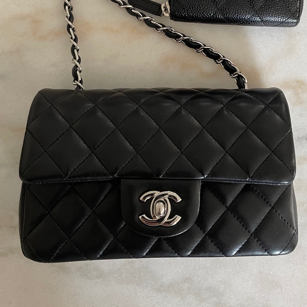 SOLD-Chanel Mini Rectangular Classic Flap Black - Picture 2 of 9